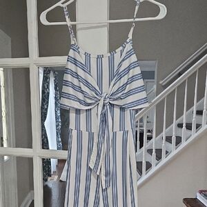 Blue and White Striped Jumpsuit